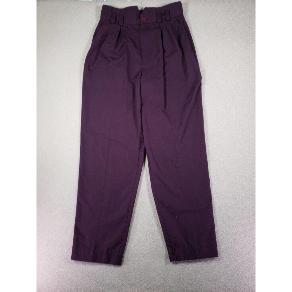 String Bean Pants Womens 12 Pleated Purple Polyester High Rise Made In USA‎ VTG